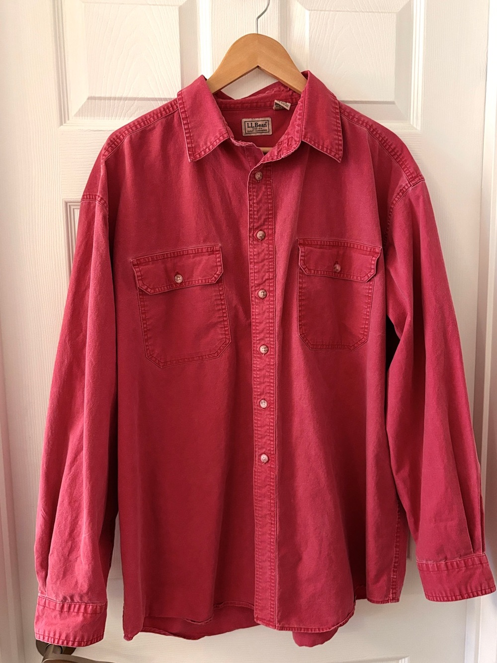 L.L. Bean Men's Casual Button-Down Shirt in Deep Red